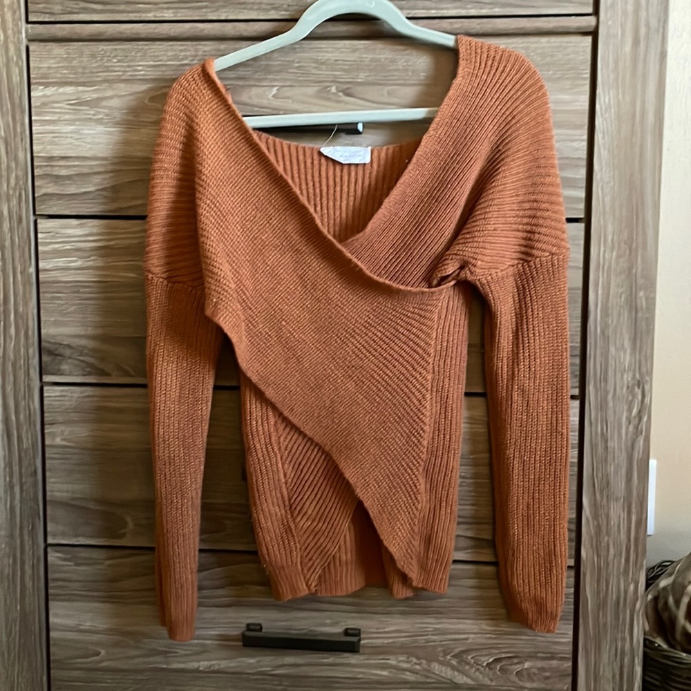 American Threads Orange Cross Sweater
